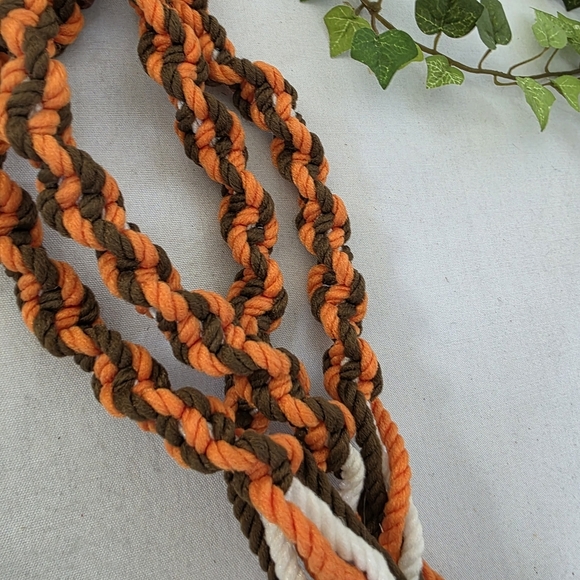 Orange Brown White Macrame Plant Holder Hanger - Picture 6 of 10